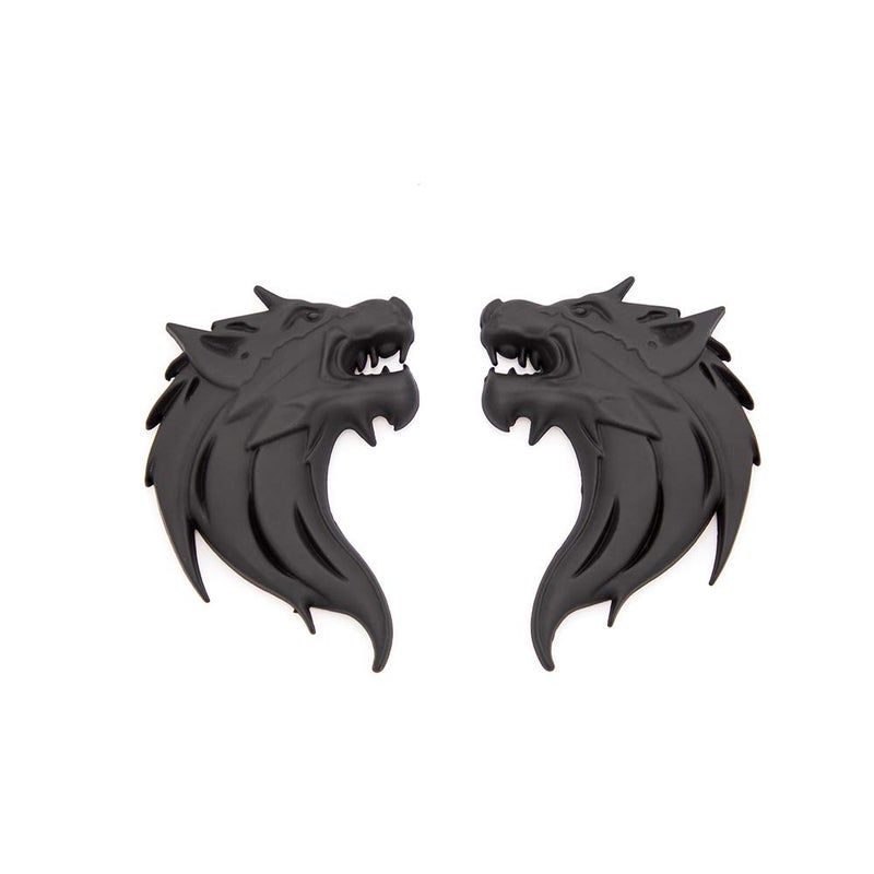 CARRUN 2pcs 3D Wolf Head Metal Emblem Car Motorcycles Side Fender Rear Styling Emblem Badge Decal (Black) - Image 3